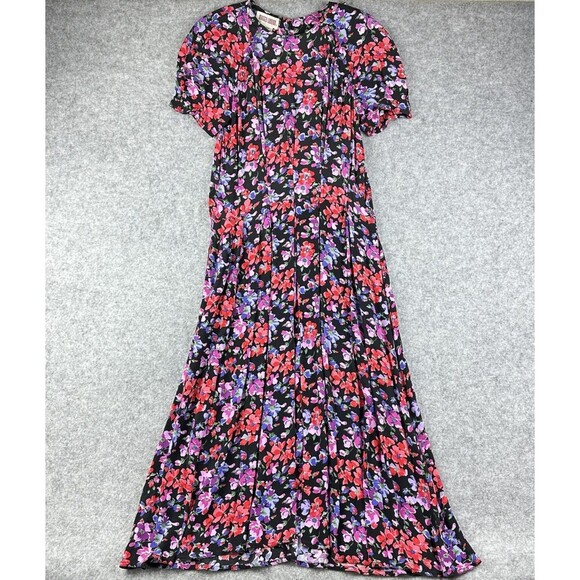 VTG Maggy London Maxi Dress Womens 6 Floral Prairie Romantic Y2K Whimsy Pockets - Picture 1 of 16